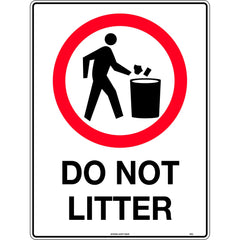 Uniform Safety Signs - 450x300mm - Metal - Do Not Litter | 451LSM