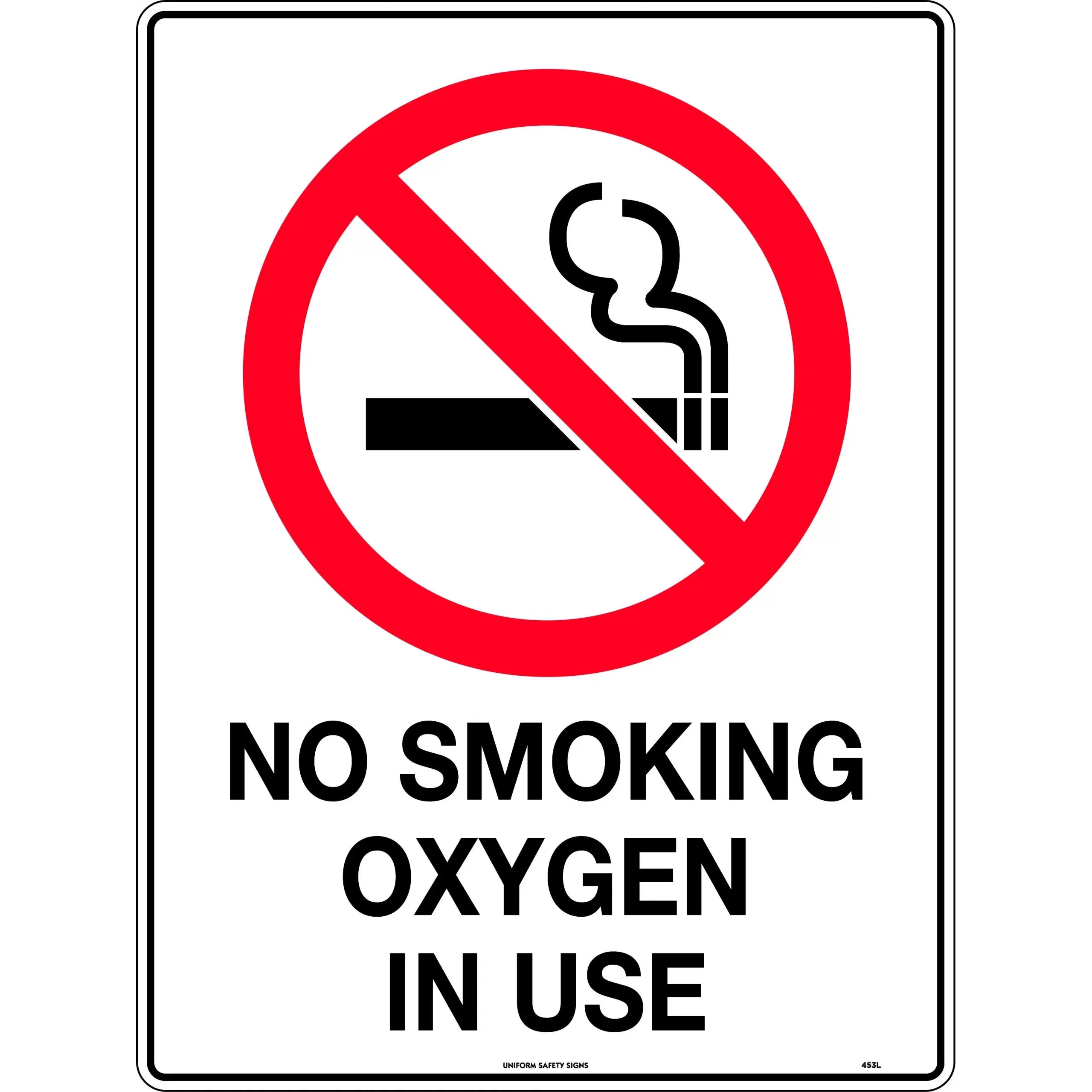 Uniform Safety Signs - 450x300mm - Poly - No Smoking Oxygen in Use | 453LSP