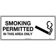 Uniform Safety Signs - 300x140mm - Self Adhesive - Smoking Permitted In This Area Only | 454TMA
