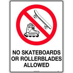 Uniform Safety Signs - 450x300mm - Poly - No Skateboards Or Rollerblades Allowed | 455LSP
