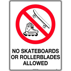 Uniform Safety Signs - 450x300mm - Metal - No Skateboards Or Rollerblades Allowed | 455LSM