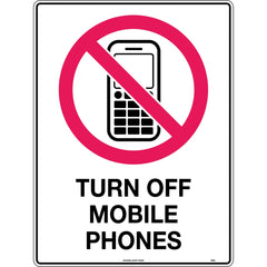 Uniform Safety Signs - 300x225mm - Metal - Turn Off Mobile Phones | 456MM