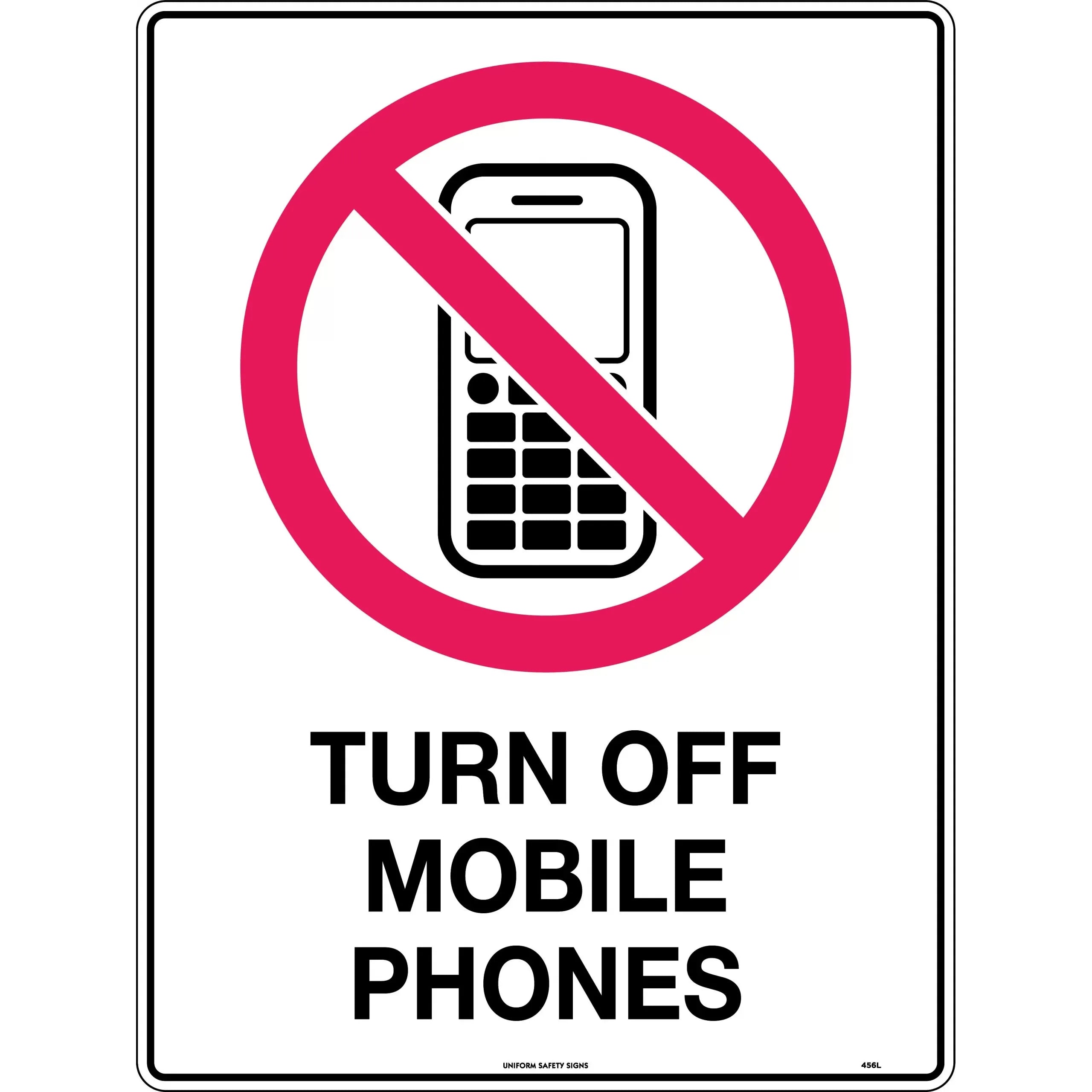 Uniform Safety Signs - 300x225mm - Poly - Turn Off Mobile Phones | 456MP