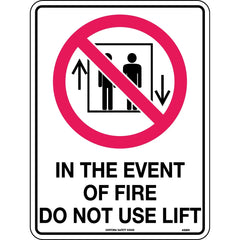 Uniform Safety Signs - 240x180mm - Self Adhesive - In Event of Fire Do Not Use Lift | 458DA