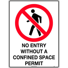 Uniform Safety Signs - 300x140mm - Self Adhesive - No Entry Without a Confined Space Permit | 460TMA