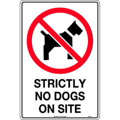 Uniform Safety Signs - 450x300mm - Metal - Strictly No Dogs on Site | 462LSM