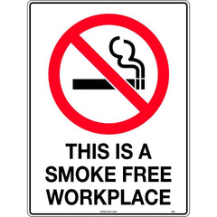 Uniform Safety Signs - 600x400mm - Metal - This is a Smoke Free Workplace | 463LM