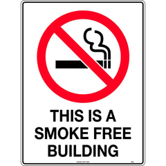 Uniform Safety Signs - 140x120mm - Self Adhesive - Pkt of 4 - This is a Smoke Free Building | 464SA
