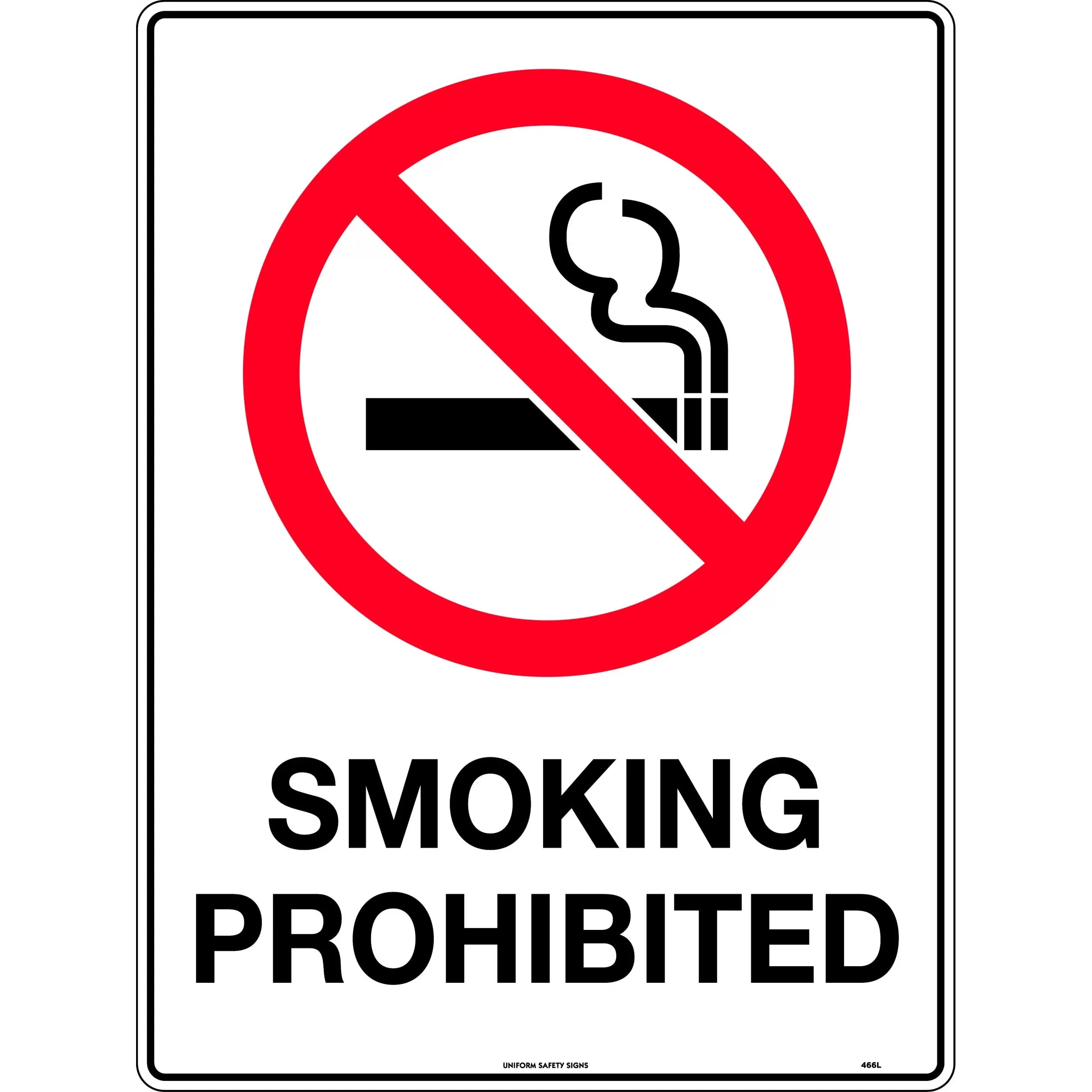 Uniform Safety Signs - 600x400mm - Poly - Smoking Prohibited | 466LP