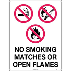 Uniform Safety Signs - 600x400mm - Metal - No Smoking Matches or Open Flames | 467LM
