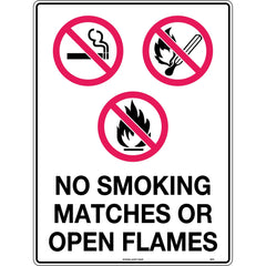 Uniform Safety Signs - 300x225mm - Poly - No Smoking Matches or Open Flames | 467MP