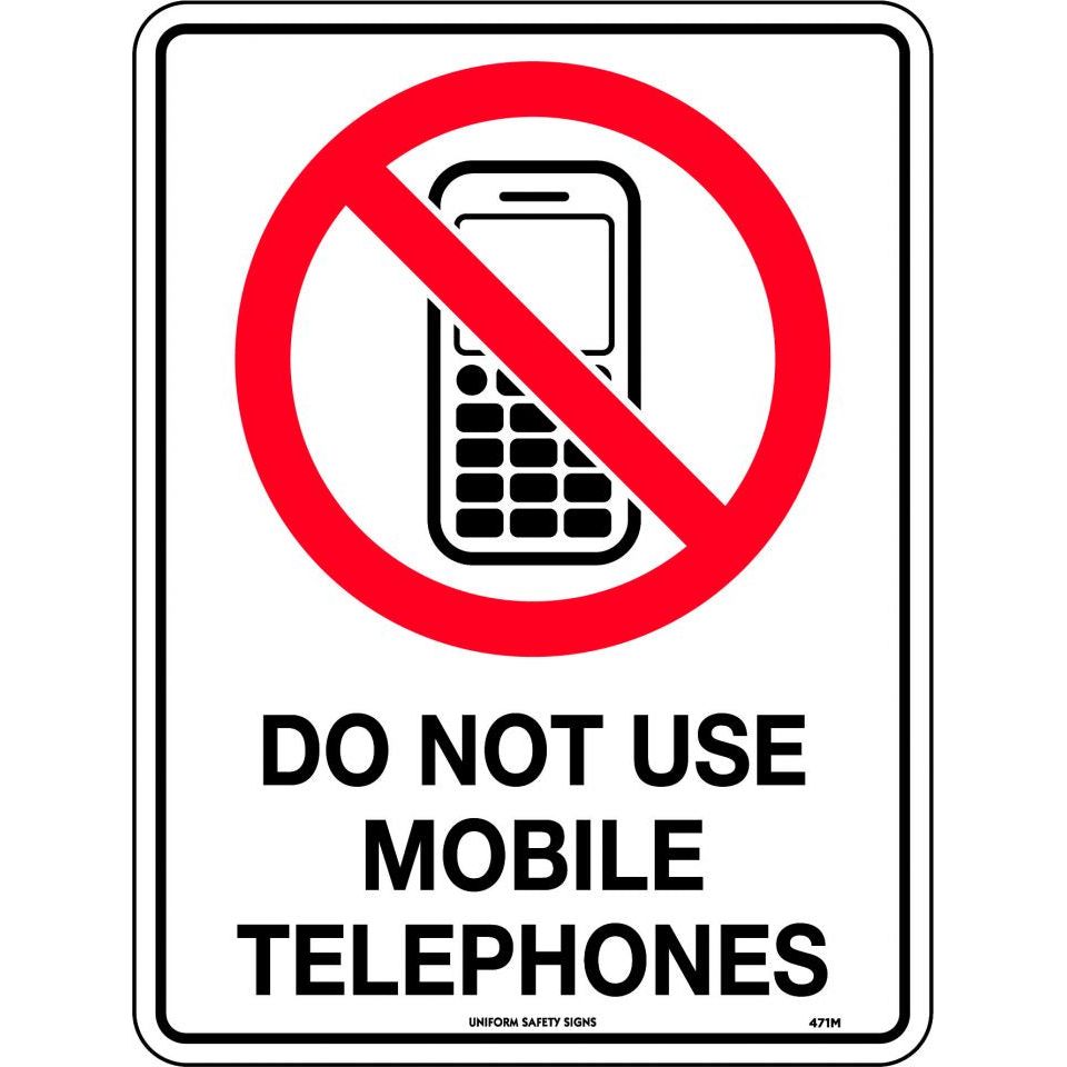 Uniform Safety Signs - 300x225mm - Metal - Do Not Use Mobile Telephones | 471MM