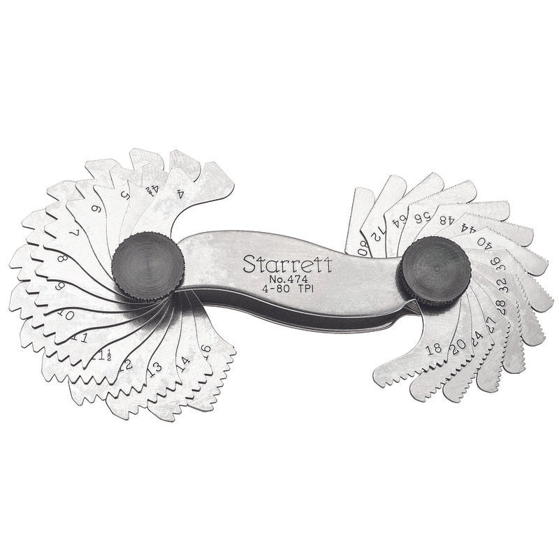 Starrett - Screw Pitch Gage 60dg Threads 28 Leaves 4-80 Tpi | 474