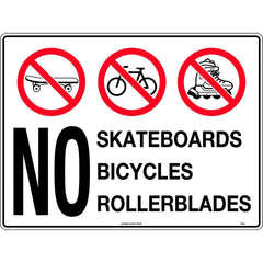 Uniform Safety Signs - 600x400mm - Metal - No Skateboards, Rollerblades, Bicycles | 475LM