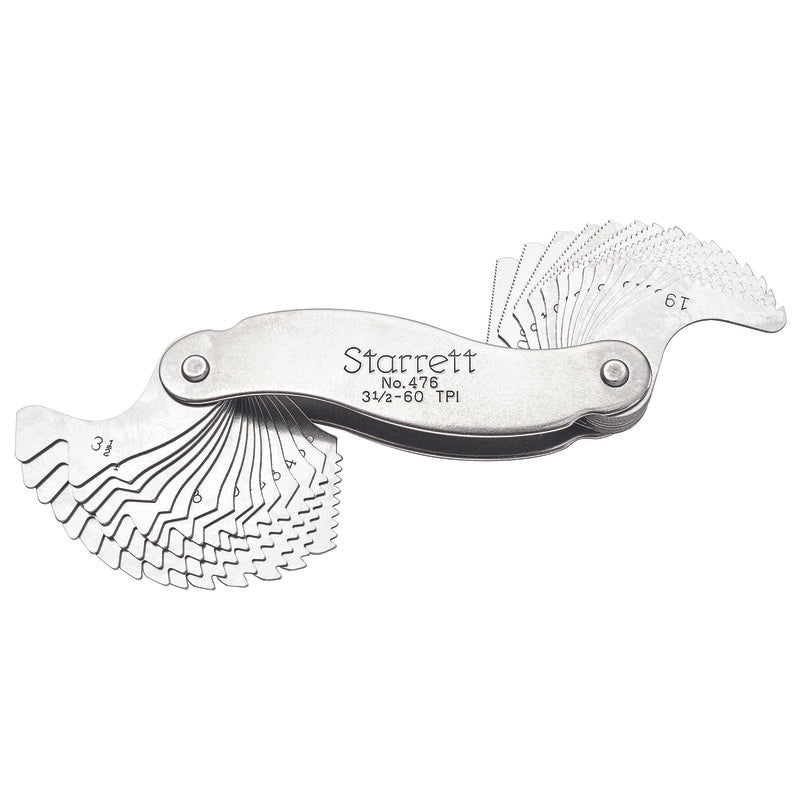 Starrett - Screw Pitch Gauge BSW  55deg  Threads 30 Leaves 3 1/2-60 Tpi | 476