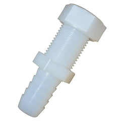 AIP - NOZZLE BODY WHITE NYLON HOSETAIL STRAIGHT MALE UNF C/W HEX NUT - 1/2IN H/T X 11/16IN | 27-953-008-012