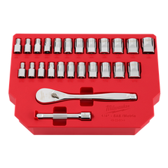 Milwaukee - 1/4" Drive 25pc Ratchet & Socket Set SAE & Metric  | 48229044