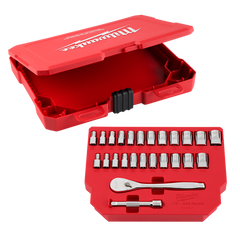 Milwaukee - 1/4" Drive 25pc Ratchet & Socket Set SAE & Metric | 48229044