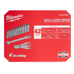 Milwaukee - 1/4" Drive 42 Piece Premium Metric Socket, Bit & Wrench Set | 48229198