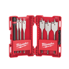 Milwaukee - 7pc Timber Spade Bit Set (10mm - 13mm - 16mm - 19mm - 22mm - 25mm - 150mm Extension) | 48270147