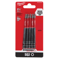 Milwaukee - SHOCKWAVE Power Bit Square Recess #2 89mm (3.5") 5Pk | 48324574