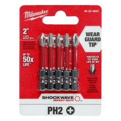 Milwaukee - SHOCKWAVE Power Bit Phillips #2 50mm (2") Pkt 5 | 48324602