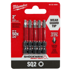 Milwaukee - SHOCKWAVE Power Bit Square Recess #2 50mm (2") Pkt 5 | 48324606