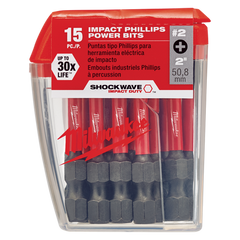 Milwaukee - SHOCKWAVE Power Bit Phillips #2 50mm (2") Pkt 15 | 48325004