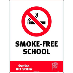 Uniform Safety Signs - 450x300mm - Metal - Smoke-Free School (QLD Standard) | 485LSM