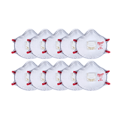 Milwaukee - N95 Disposable Valved Respirators with Gasket 10 Pack | 48734004