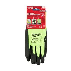 Milwaukee - Cut 2(B) High Visibility Polyurethane (PU) Dipped Gloves 1 Pack - XL | 48738923