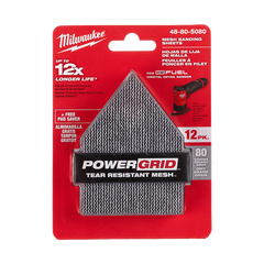 Milwaukee - Pentagon 220 Grit Powergrid HandL Mesh Sanding Sheets 12PK + Pad Saver (for M12FDSS Only) | 48805220