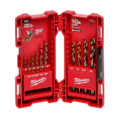 Milwaukee - Red Helix  Cobalt Imperial Drill Bit 15Pc Kit 2 x 1/16" - 1 X It 5/64" - 1 x 3/32" - 1 x 7/64" - 2 x 1/8" - 1 x 9/64" - 1 x 5/32" - 1 x 3/16" - 1 x 7/32" - 2 x 1/4" - 1 x 5/16" - 1 x 3/8" | 48892340