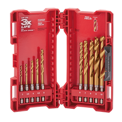 Milwaukee - Shockwave Red Helix Titanium Drill Set 10 Pce Kit 3mm - 3.5mm - 4mm - 4.5mm - 5mm - 6mm - 7mm - 8mm - 9mm - 10mm | 48894859