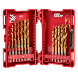SHOCKWAVE™ Red Helix Titanium Drill Set 19 Pce Kit
2mm, 2.5mm, 3mm(2), 3.5mm, 4mm(2), 4.5mm, 5mm, 5.5mm, 6mm, 6.5mm, 7mm, 7.5mm, 8mm, 8.5mm, 9mm, 9.5mm, 10mm | 48894860