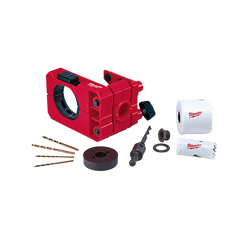 Milwaukee - Door Lock Installation Kit Door Lock Guide - 25mm Holesaw - 54mm Holesaw - Arbor & Pilot Bit Assembly - 2 x 3/32 Drill Bits - 2 x 1/8" Drill Bits - Hole Saw Thread Adapter & Spacer - Depth Stop Insert | 49224073