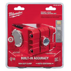 Milwaukee - Door Lock Installation Kit Door Lock Guide - 25mm Holesaw - 54mm Holesaw - Arbor & Pilot Bit Assembly - 2 x 3/32 Drill Bits - 2 x 1/8" Drill Bits - Hole Saw Thread Adapter & Spacer - Depth Stop Insert | 49224073