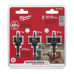 Milwaukee - Shockwave Thin Wall Hole Saw 3Pce Kit 22mm 29mm 35mm | 49224800