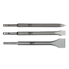 Milwaukee - Milwaukee - SDS Plus Chisel 3PC Set
(1) Point Chisel 250mm, (1) Flat Chisel 250 x 20mm, (1) Scaling Chisel 250 x 40mm | 4932430001