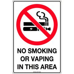Uniform Safety Signs - 300x225mm - Poly - No Smoking or Vaping in this Area | 494MP