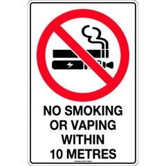 Uniform Safety Signs - 600x400mm - Poly - No Smoking or Vaping Within 10M | 495LP