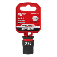 Milwaukee - SHOCKWAVE™ 3/8" Drive 1/2" Standard 6 Point Impact Socket | 49666106