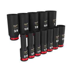 Milwaukee - SHOCKWAVE 3/8" Drive 12PC SAE Deep 6 Point Impact Socket Set | 49667006