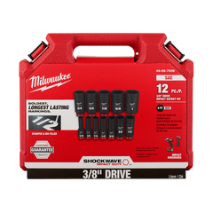 Milwaukee - SHOCKWAVE 3/8" Drive 12PC SAE Deep 6 Point Impact Socket Set | 49667006
