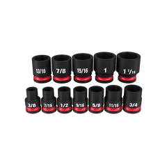 Milwaukee - SHOCKWAVE 1/2" Drive 12PC SAE Standard 6 Point Impact Socket Set | 49667010