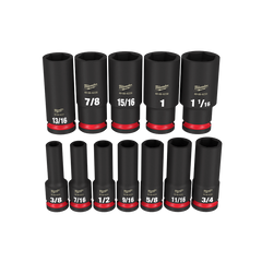 Milwaukee - SHOCKWAVE 1/2" Drive 12PC SAE Deep 6 Point Impact Socket Set | 49667011