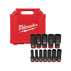 Milwaukee - SHOCKWAVE 1/2" Drive 12PC SAE Deep 6 Point Impact Socket Set | 49667011