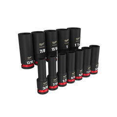 Milwaukee - SHOCKWAVE 1/2" Drive 12PC SAE Deep 6 Point Impact Socket Set | 49667011