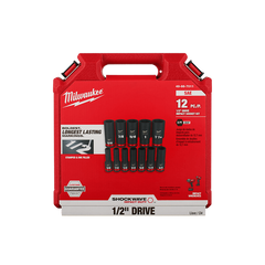 Milwaukee - SHOCKWAVE 1/2" Drive 12PC SAE Deep 6 Point Impact Socket Set | 49667011