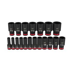 Milwaukee - SHOCKWAVE 1/2" Drive 19PC SAE Deep 6 Point Impact Socket Set | 49667012